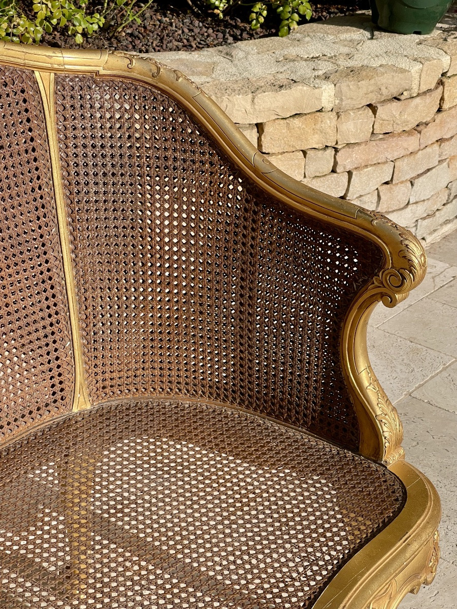 Banquette en Bois Doré Style Louis XV -photo-3