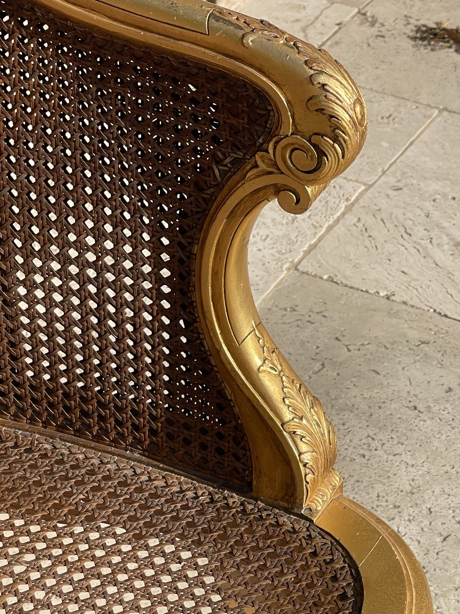 Banquette en Bois Doré Style Louis XV -photo-4