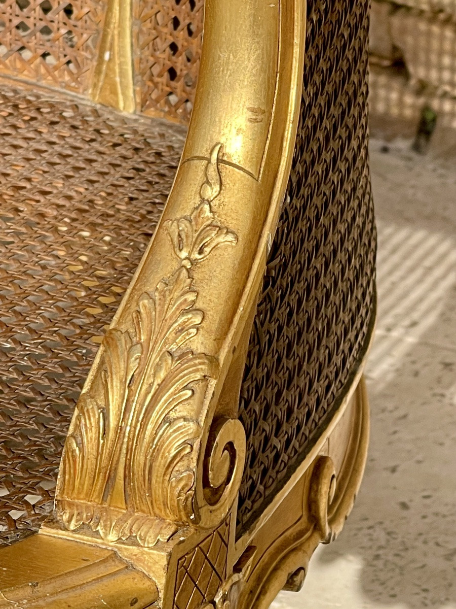 Banquette en Bois Doré Style Louis XV -photo-4