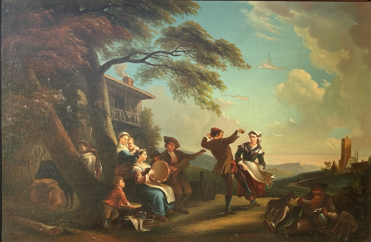 Painting, Oil On Canvas, Festive Scene-photo-2