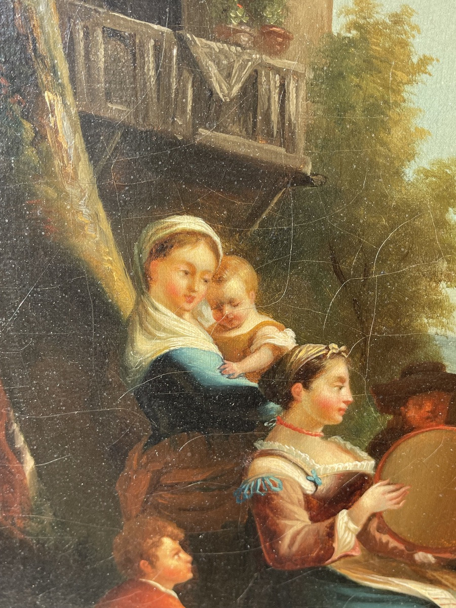 Painting, Oil On Canvas, Festive Scene-photo-1