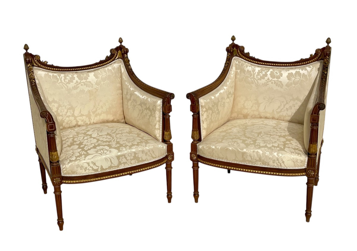 Salon en Noyer Style Louis XVI-photo-3