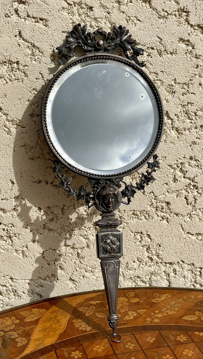 F. Barbedienne - Silver-plated Bronze Hand Mirror -photo-2