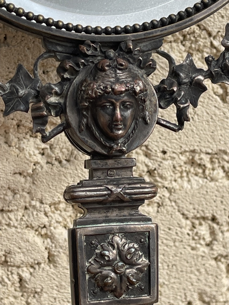 F. Barbedienne - Silver-plated Bronze Hand Mirror -photo-3