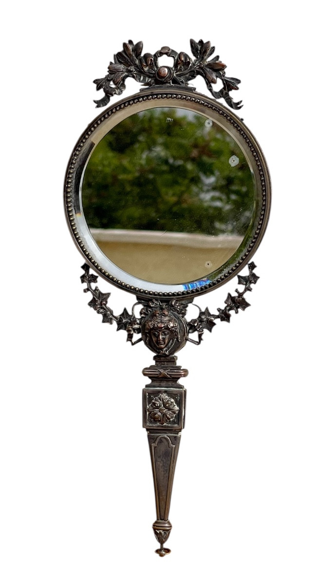 F. Barbedienne - Silver-plated Bronze Hand Mirror 