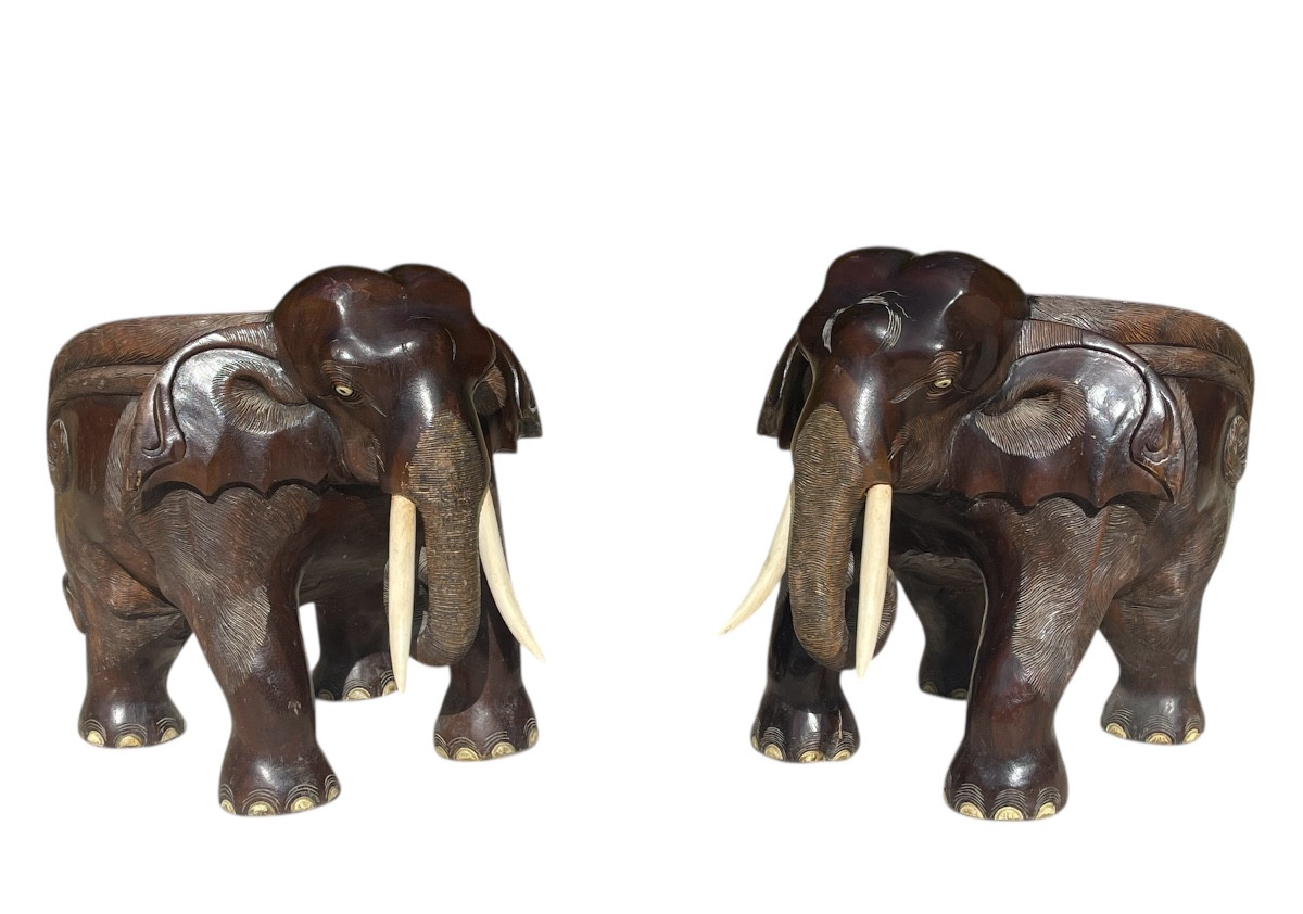 Paire de Fauteuils Éléphants