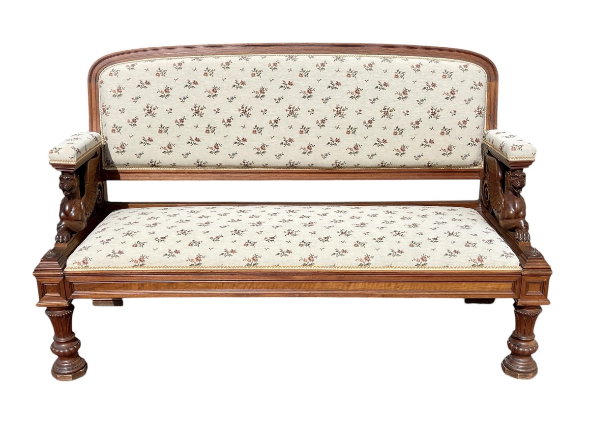 7-piece Living Room Set In Renaissance Style Walnut -photo-4