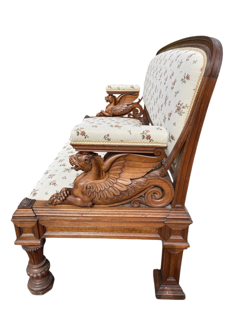 7-piece Living Room Set In Renaissance Style Walnut -photo-2