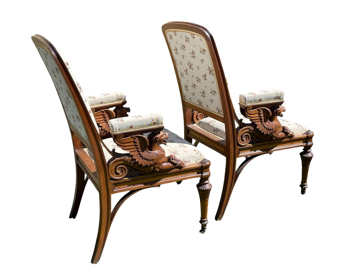 7-piece Living Room Set In Renaissance Style Walnut -photo-7