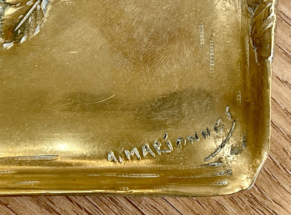 A. Marionnet - Art Nouveau Bronze Trinket Dish-photo-2
