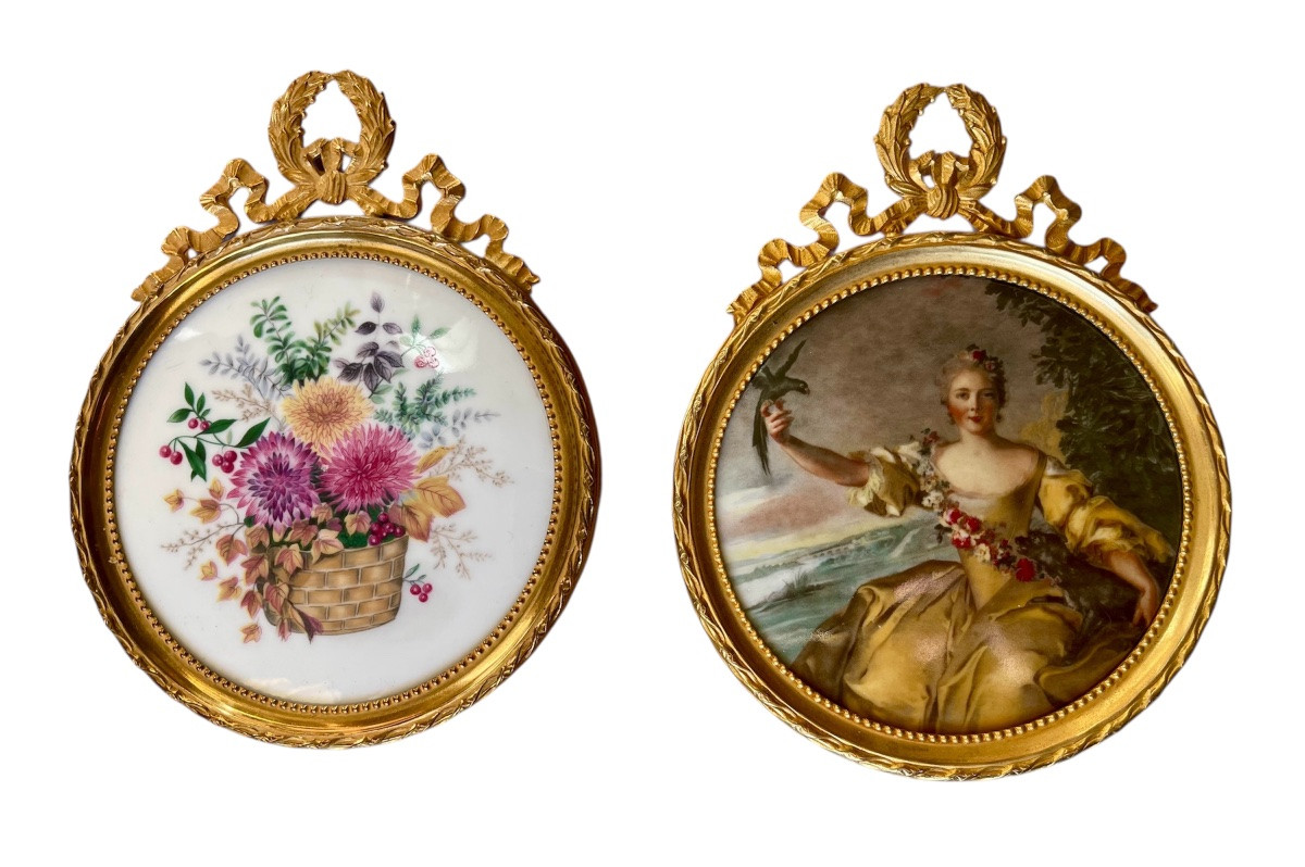LIMOGES - Portrait de la Marquise d’Antin sur Porcelaine-photo-3