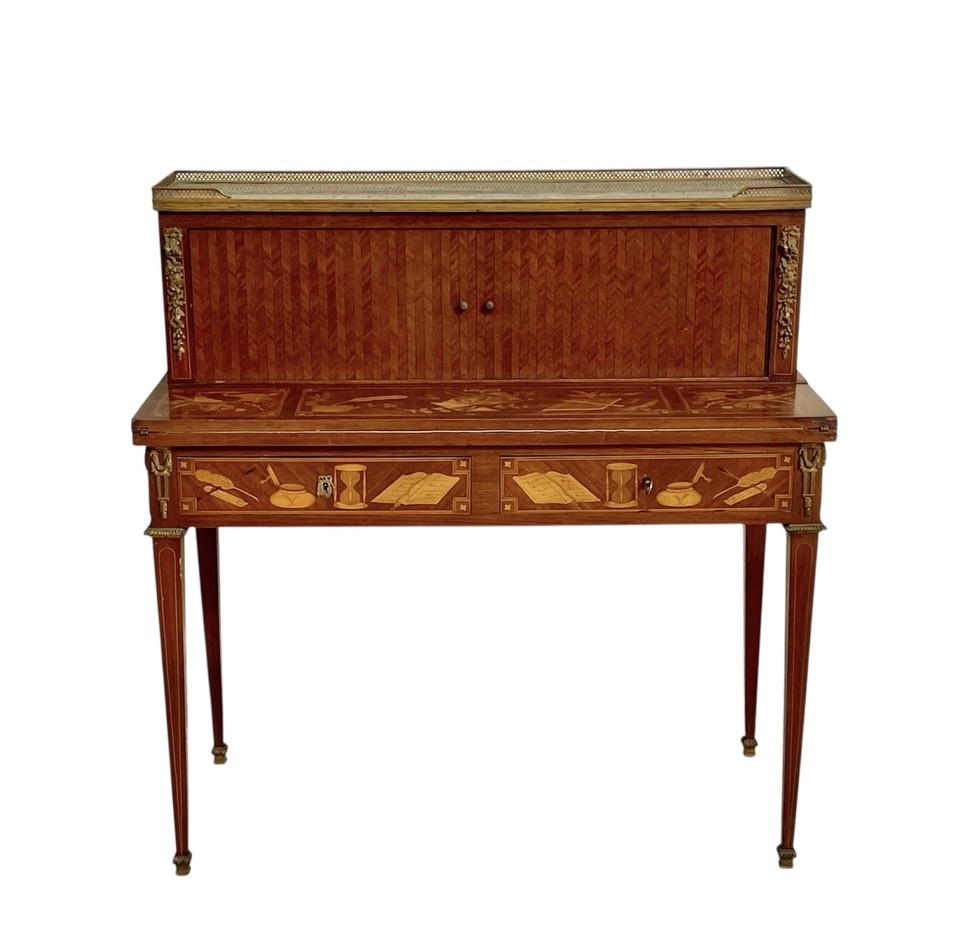 Bureau / Bonheur du jour en Marqueterie Style Louis XVI-photo-2