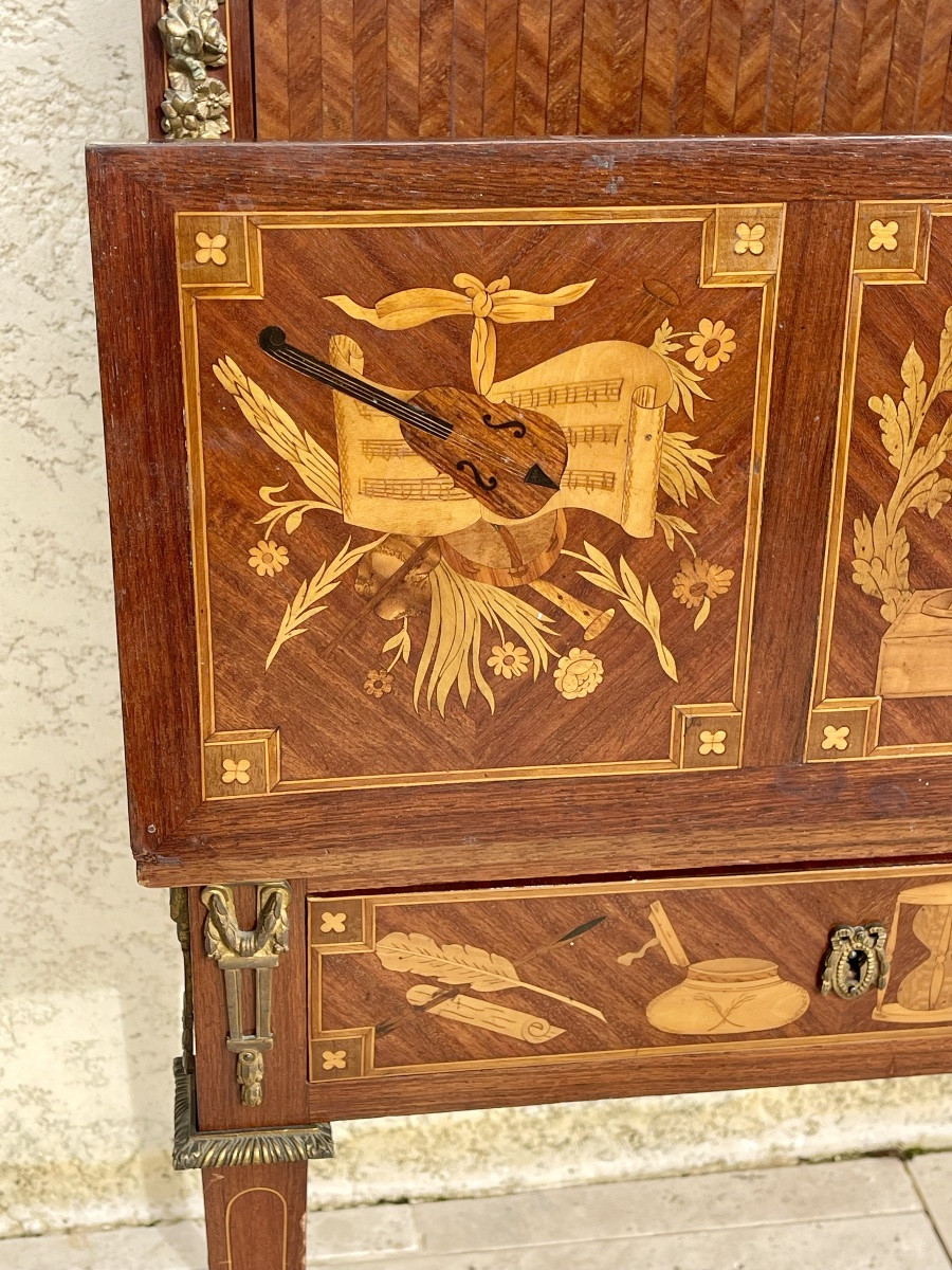 Bureau / Bonheur du jour en Marqueterie Style Louis XVI-photo-2