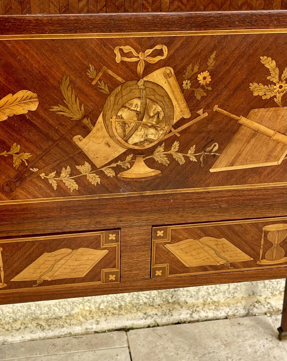 Bureau / Bonheur du jour en Marqueterie Style Louis XVI-photo-3