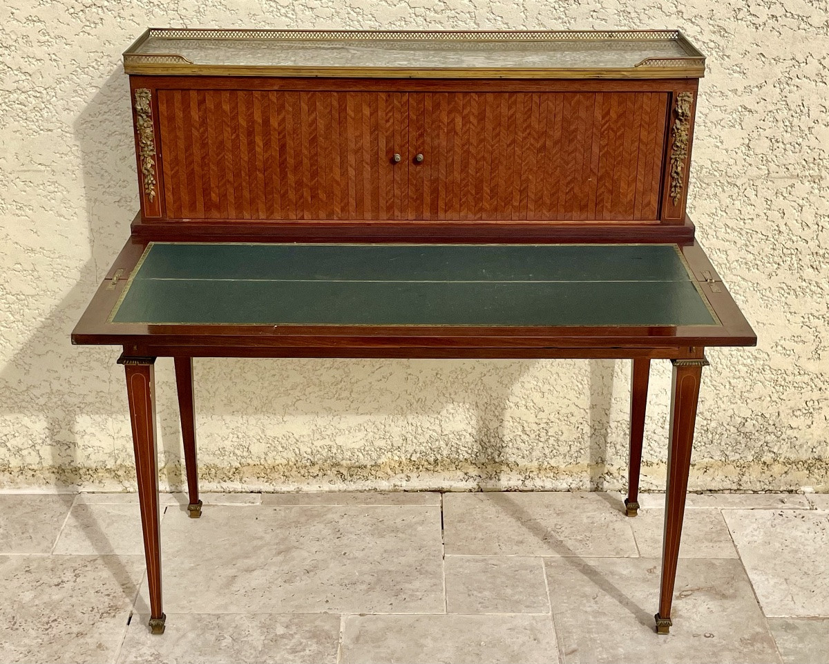 Bureau / Bonheur du jour en Marqueterie Style Louis XVI-photo-5