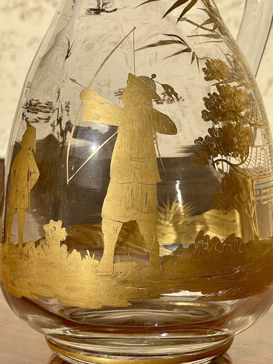 A. Clain & Perrier Fils - Crystal Carafe/pitcher With Japanese-style Decoration-photo-2