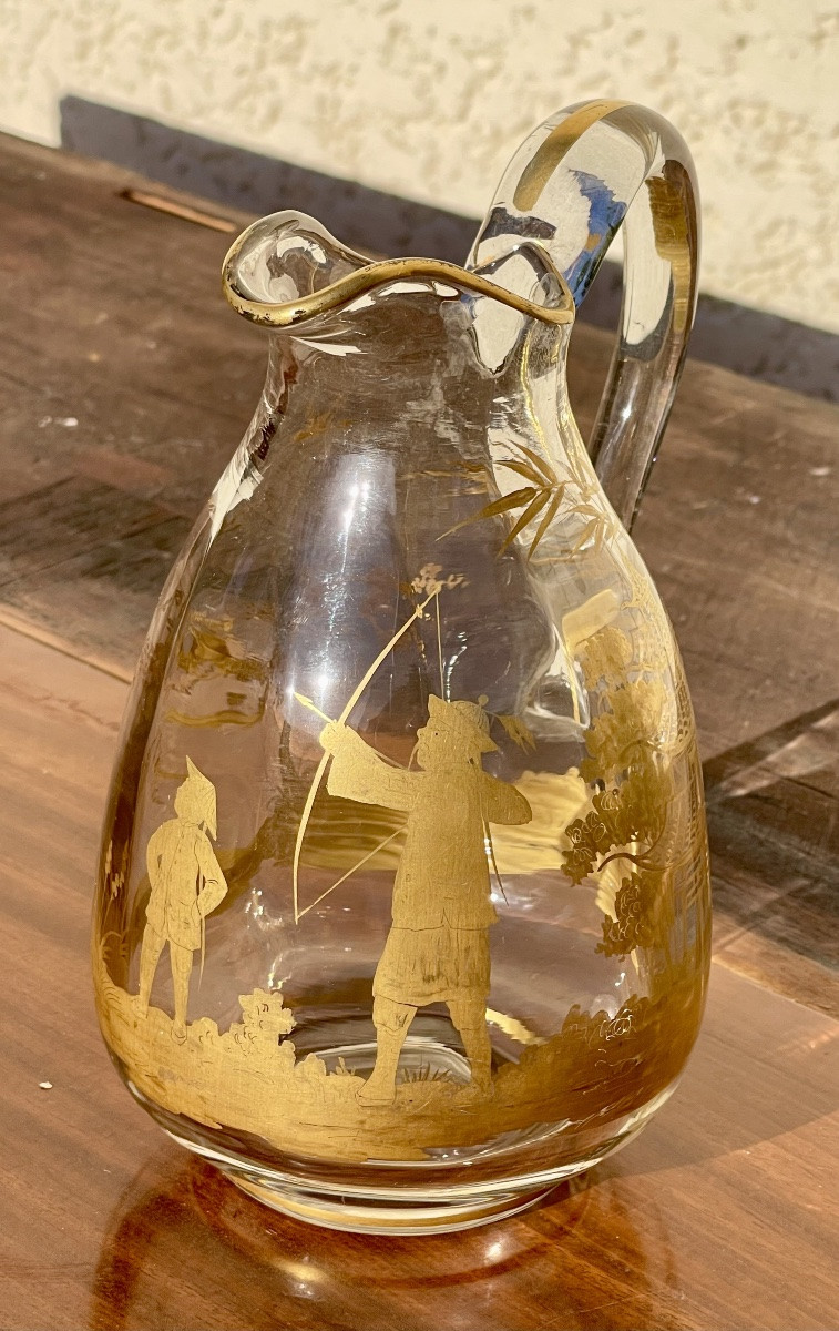 A. Clain & Perrier Fils - Crystal Carafe/pitcher With Japanese-style Decoration-photo-4