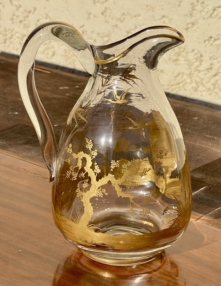 A. Clain & Perrier Fils - Crystal Carafe/pitcher With Japanese-style Decoration-photo-1
