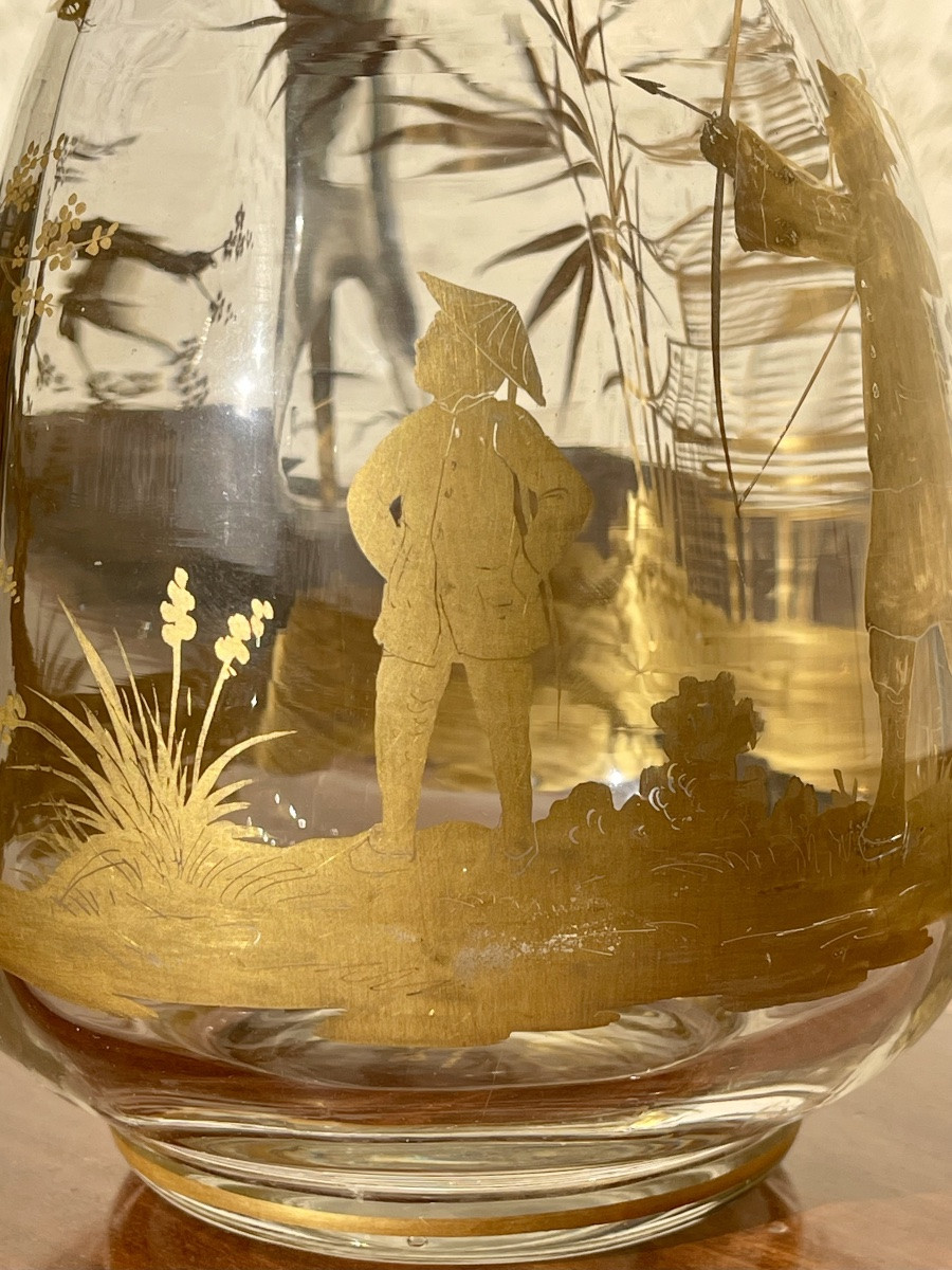 A. Clain & Perrier Fils - Crystal Carafe/pitcher With Japanese-style Decoration-photo-2