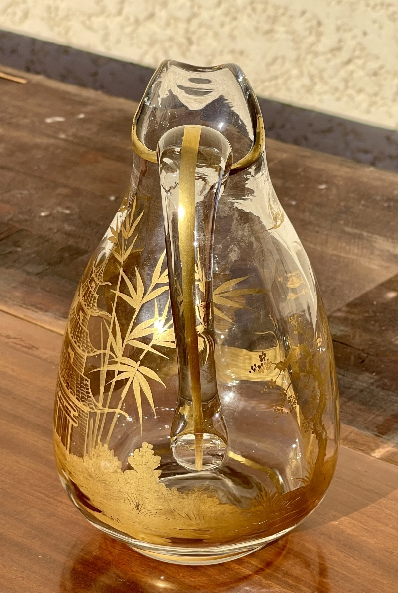 A. Clain & Perrier Fils - Crystal Carafe/pitcher With Japanese-style Decoration-photo-4