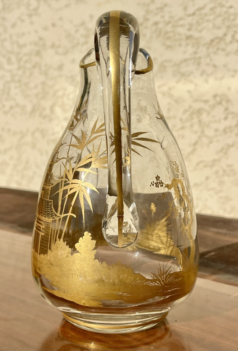 A. Clain & Perrier Fils - Crystal Carafe/pitcher With Japanese-style Decoration-photo-5
