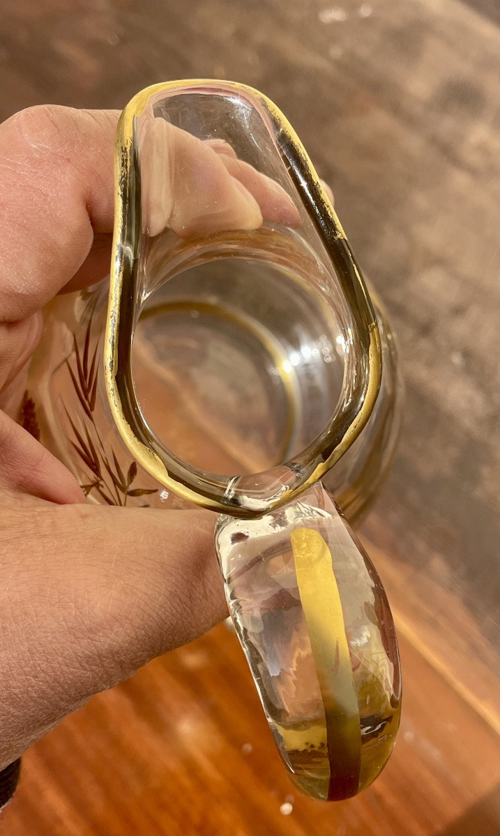 A. Clain & Perrier Fils - Crystal Carafe/pitcher With Japanese-style Decoration-photo-6