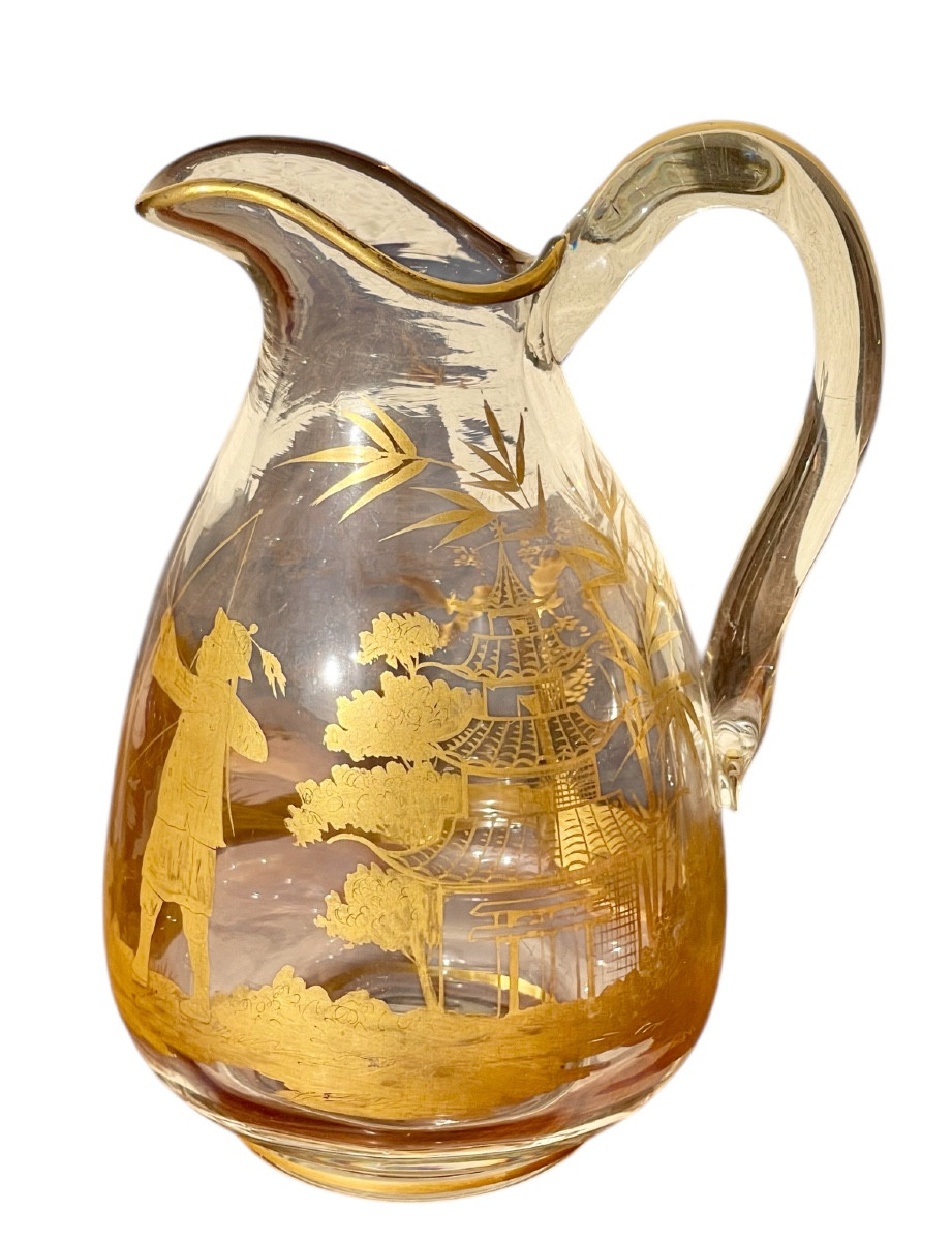 A. Clain & Perrier Fils - Crystal Carafe/pitcher With Japanese-style Decoration