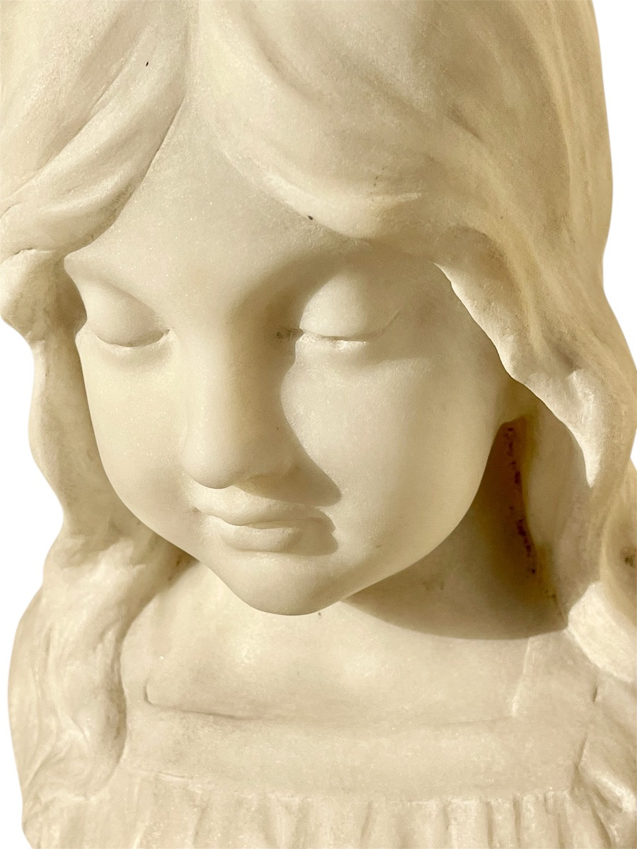 J. COZLIN - Marbre, Buste d’une Fillette-photo-4