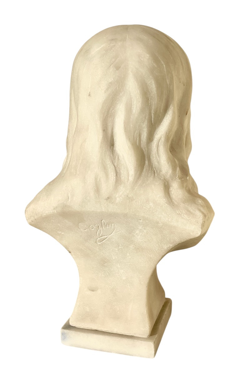 J. COZLIN - Marbre, Buste d’une Fillette-photo-3