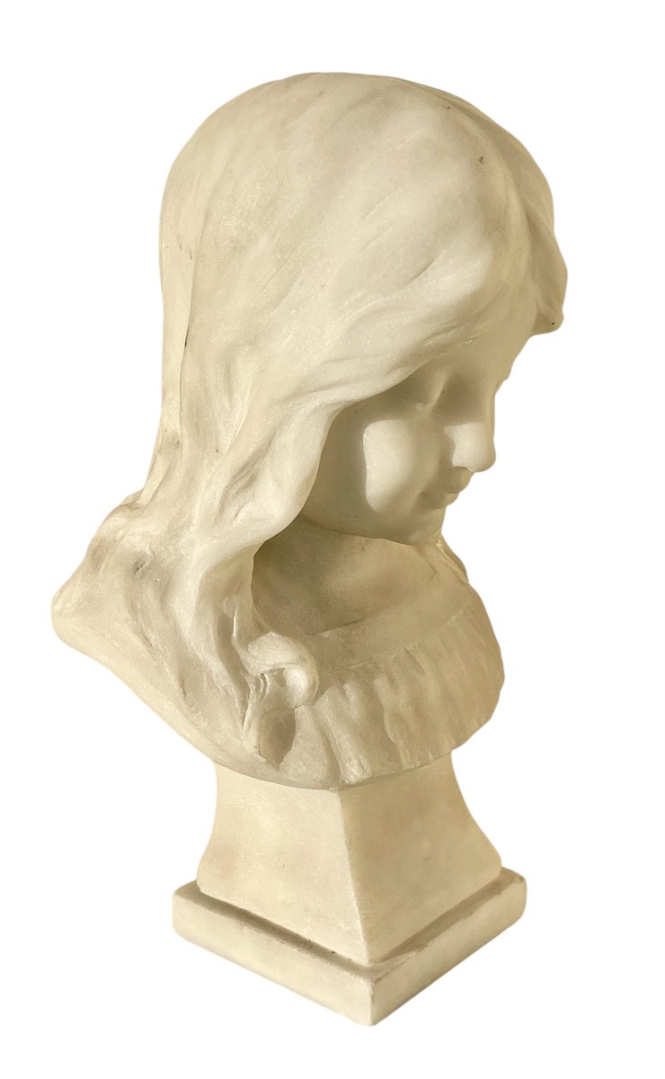 J. COZLIN - Marbre, Buste d’une Fillette-photo-5