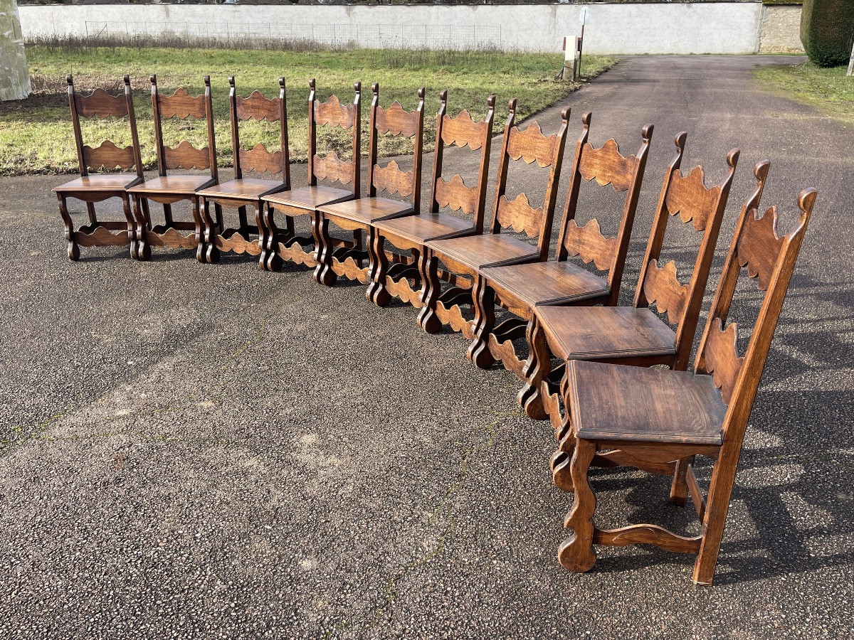 10 chaises rustiques en chêne -photo-4