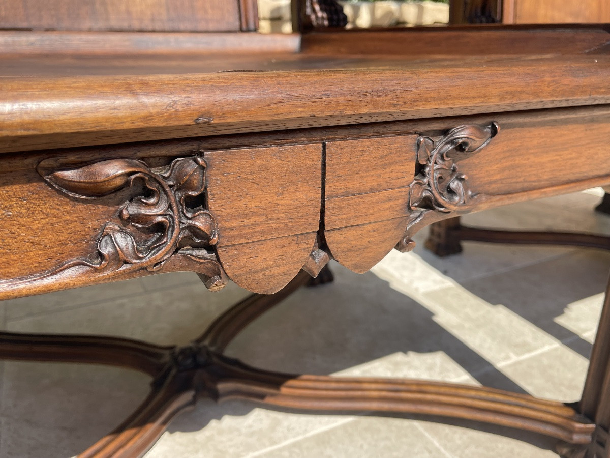 Unique! 4 Gothic  Style Walnut Armchairs + Footstools-photo-2