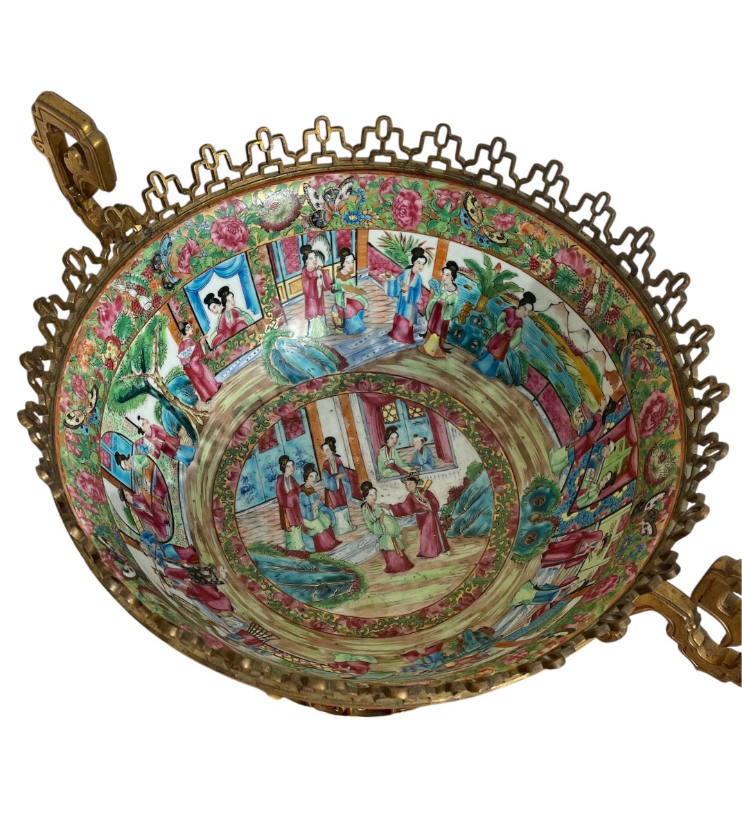 Henri Picard - Canton Chinese Porcelain Basin Sheathed In Bronze-photo-3