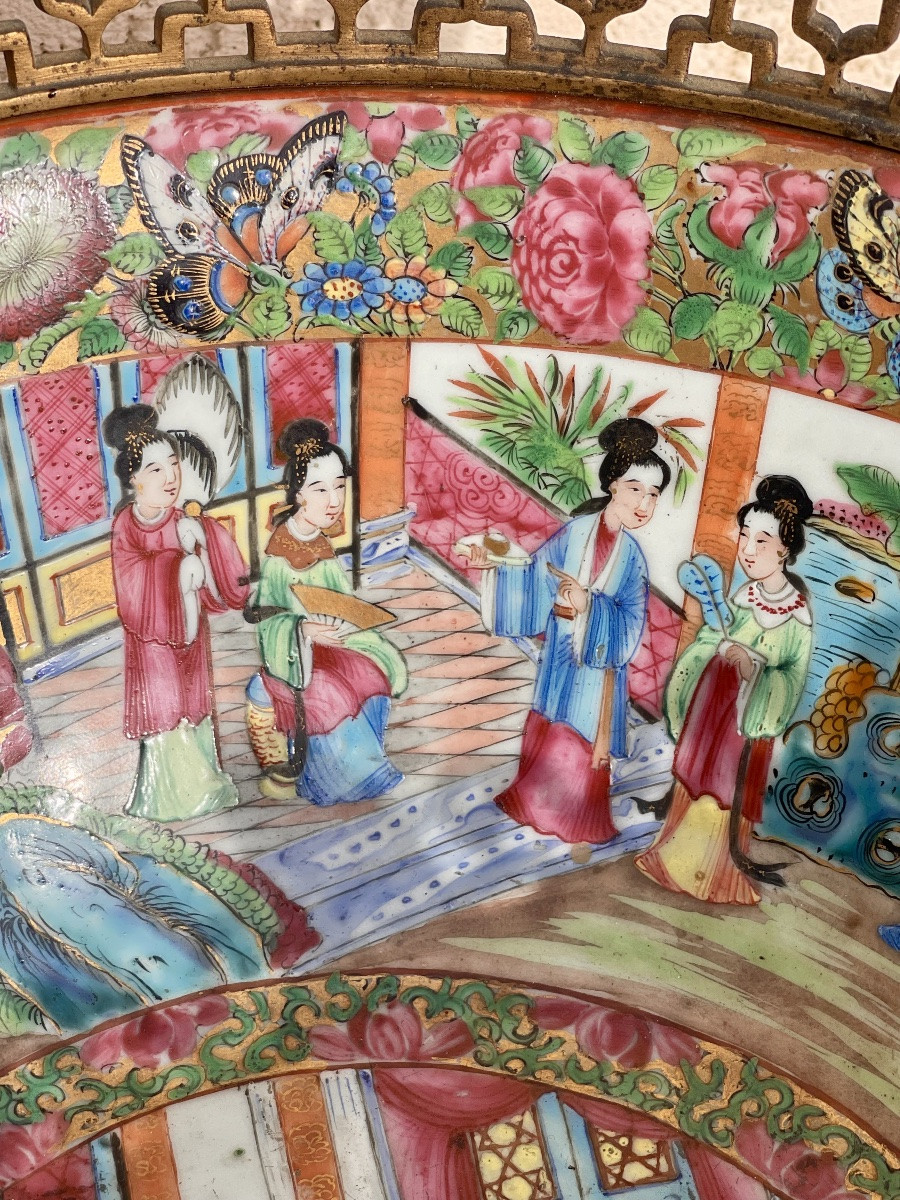 Henri Picard - Canton Chinese Porcelain Basin Sheathed In Bronze-photo-5