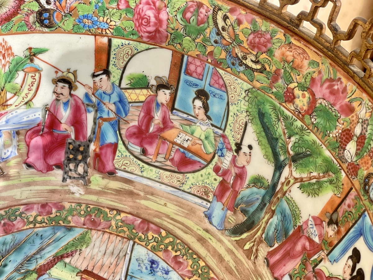 Henri Picard - Canton Chinese Porcelain Basin Sheathed In Bronze-photo-6