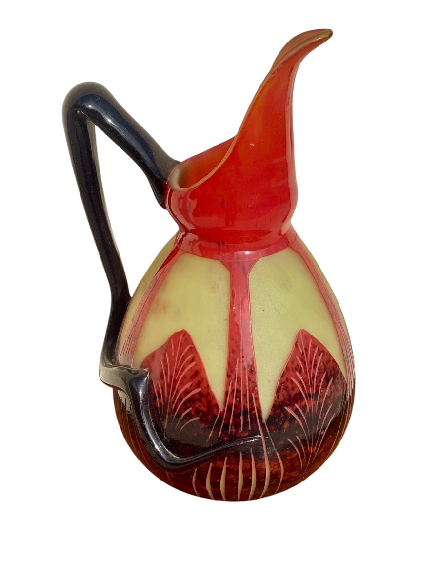 Charles Schneider - "spiral" Pitcher/jug, French Glass -photo-2