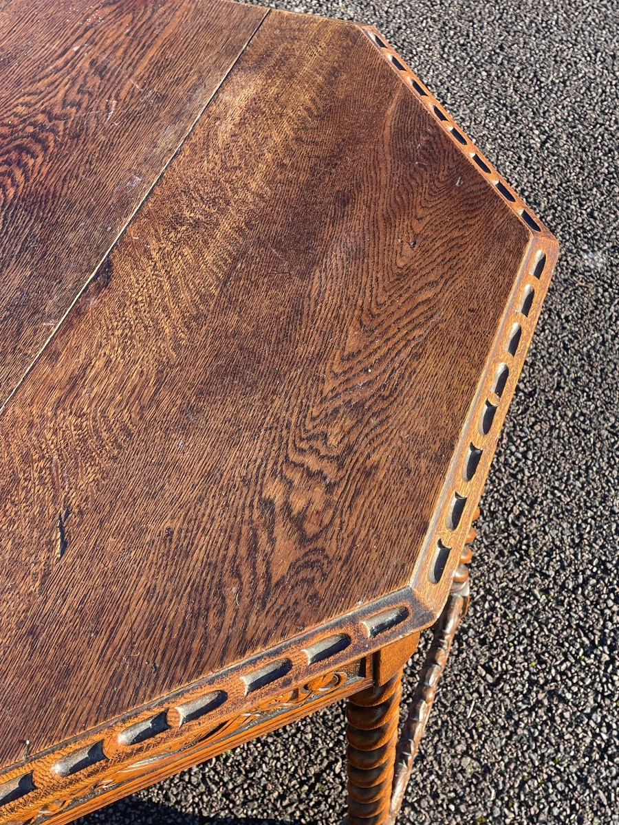 Table Octogonale en chêne Style Louis XIII-photo-4