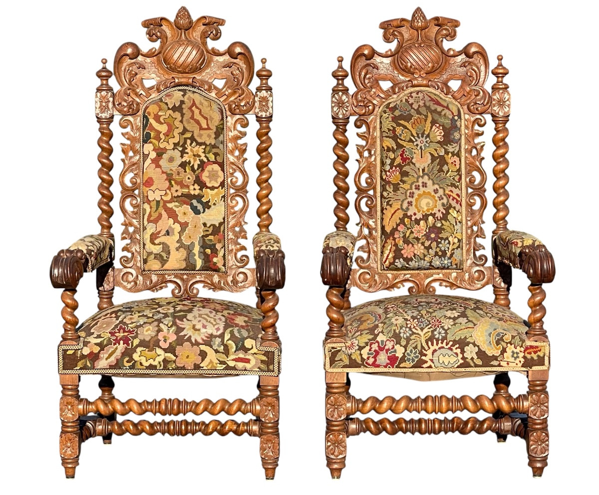 Pair Of Renaissance Armchairs 