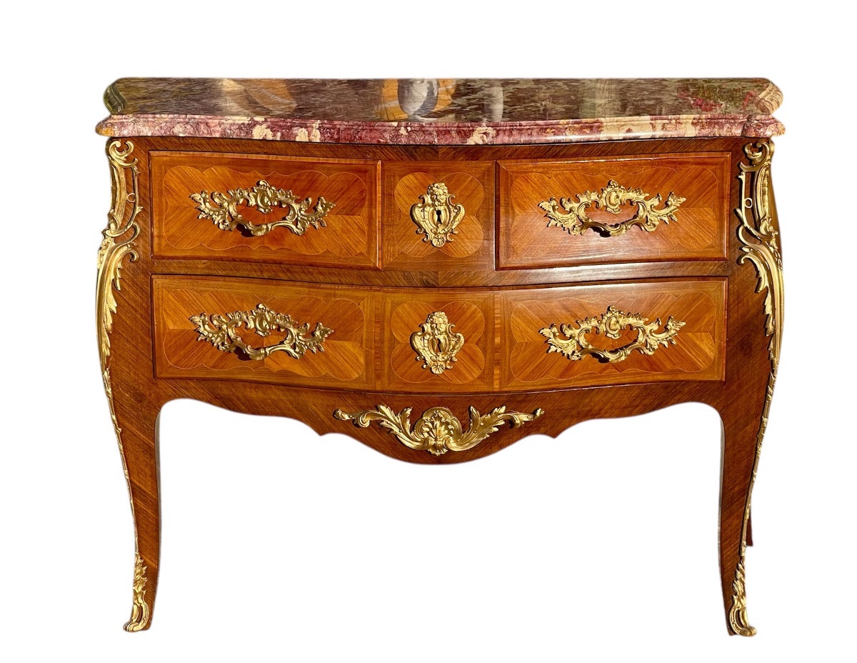 Commode en Marqueterie Style Louis XV-photo-2