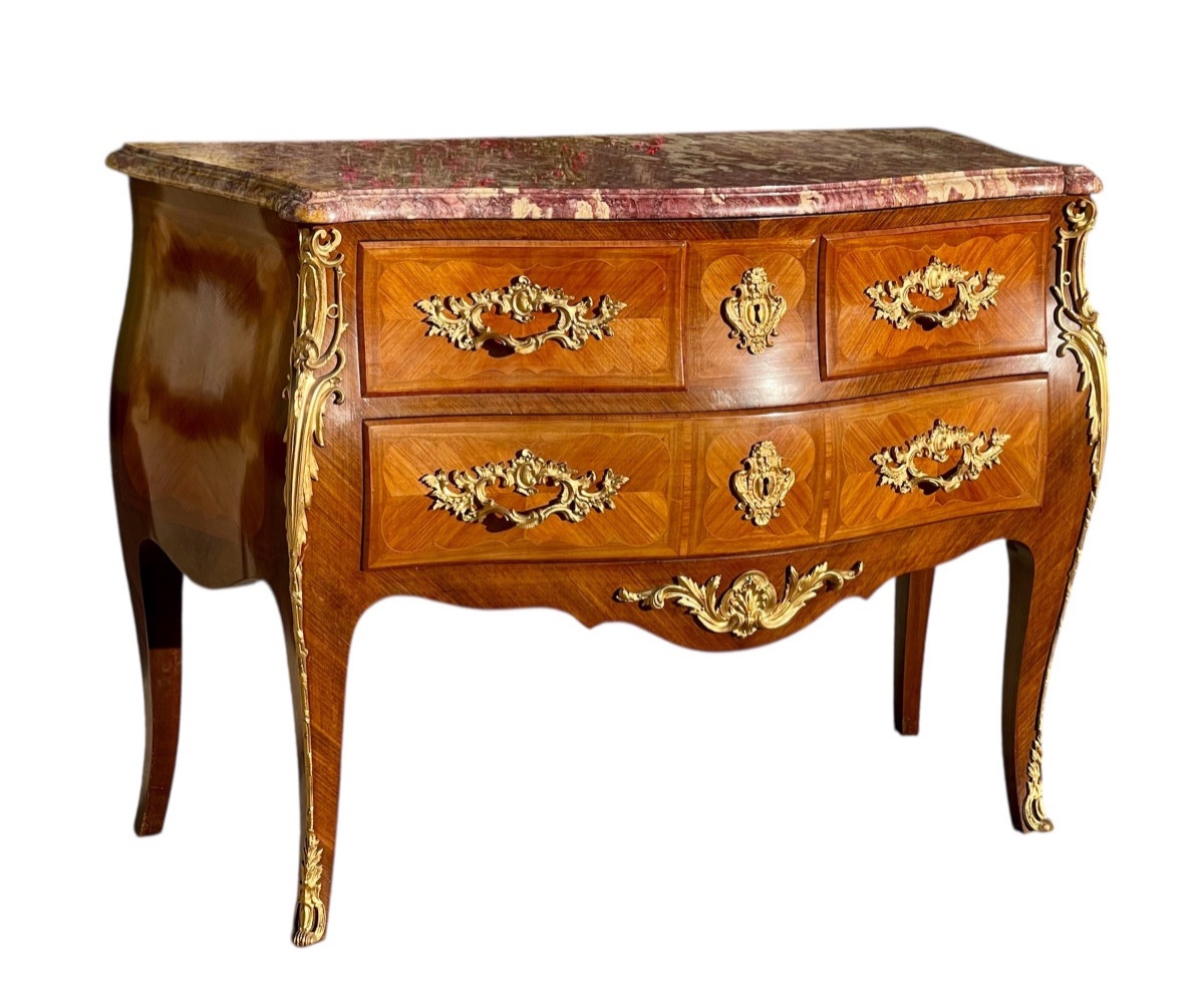 Commode en Marqueterie Style Louis XV-photo-5