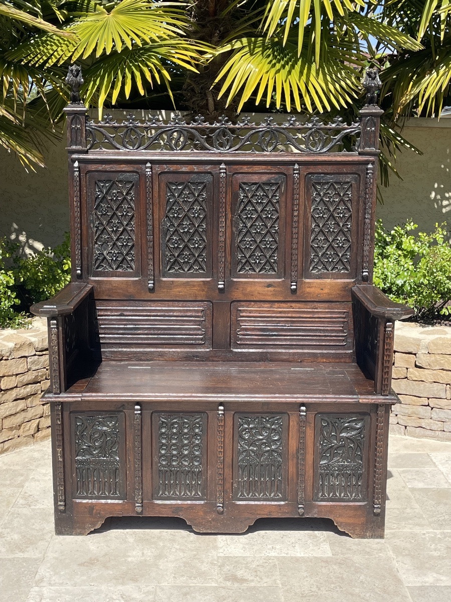 Banc Coffre Style Gothique -photo-3