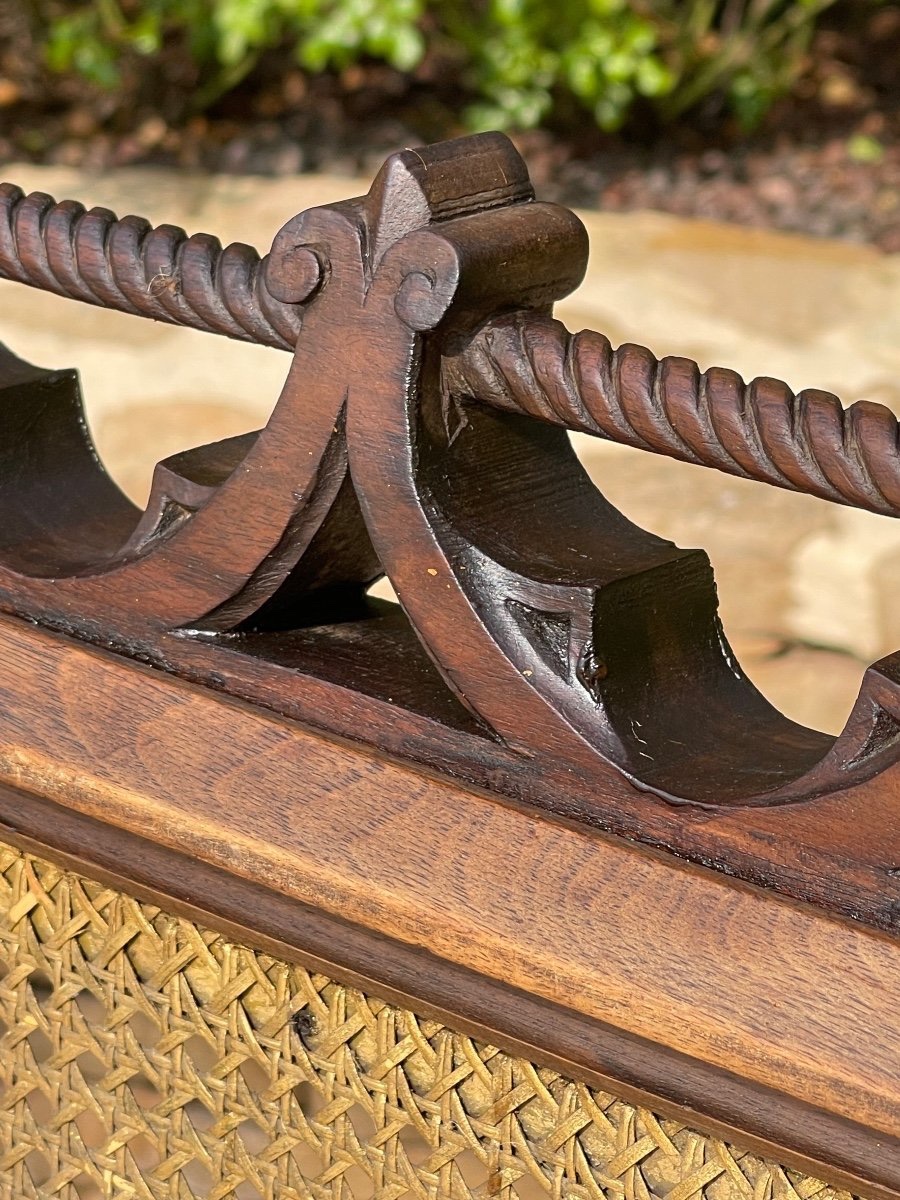 Banc Gothique en Noyer et Cannage -photo-2