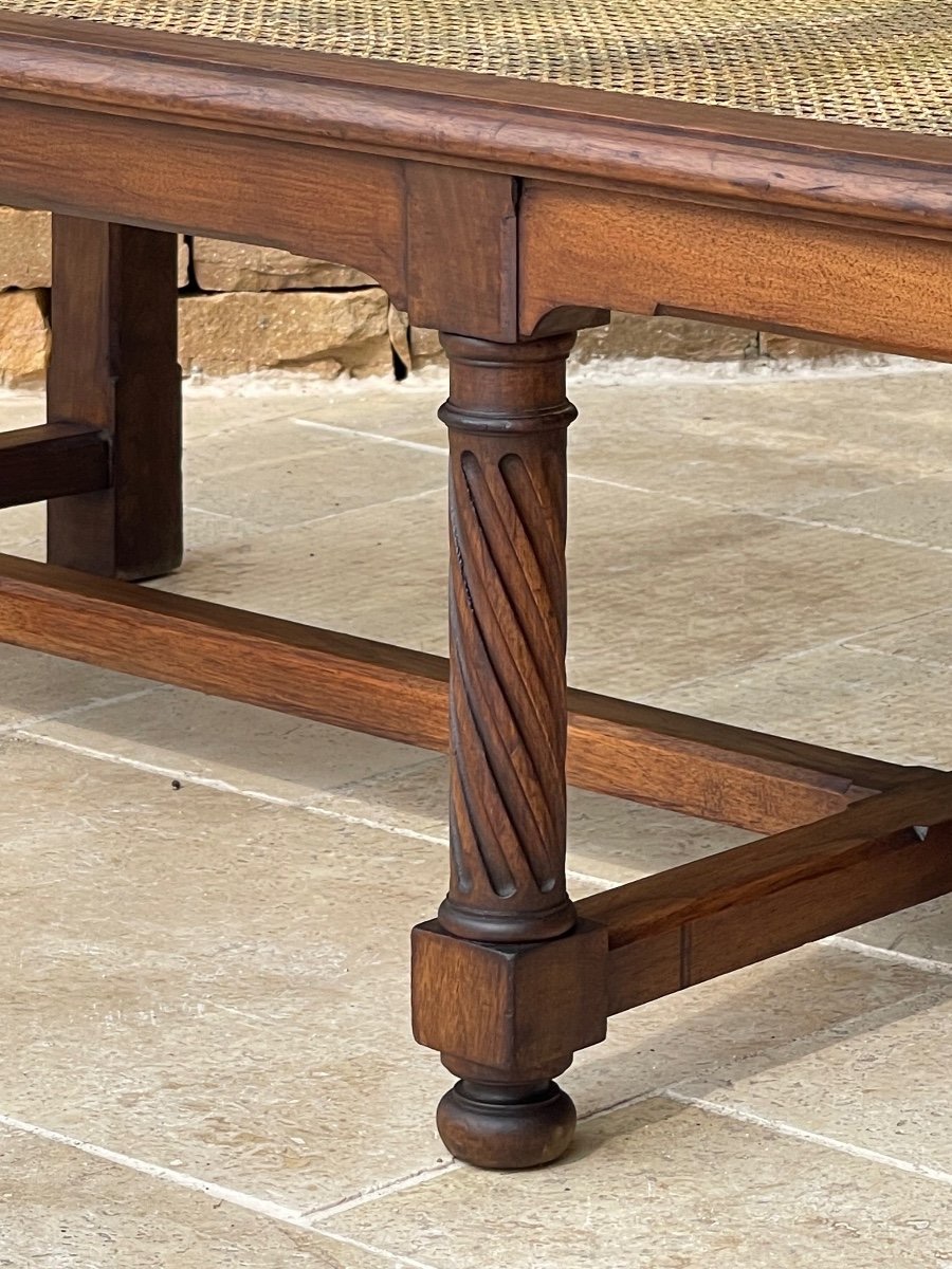 Banc Gothique en Noyer et Cannage -photo-7