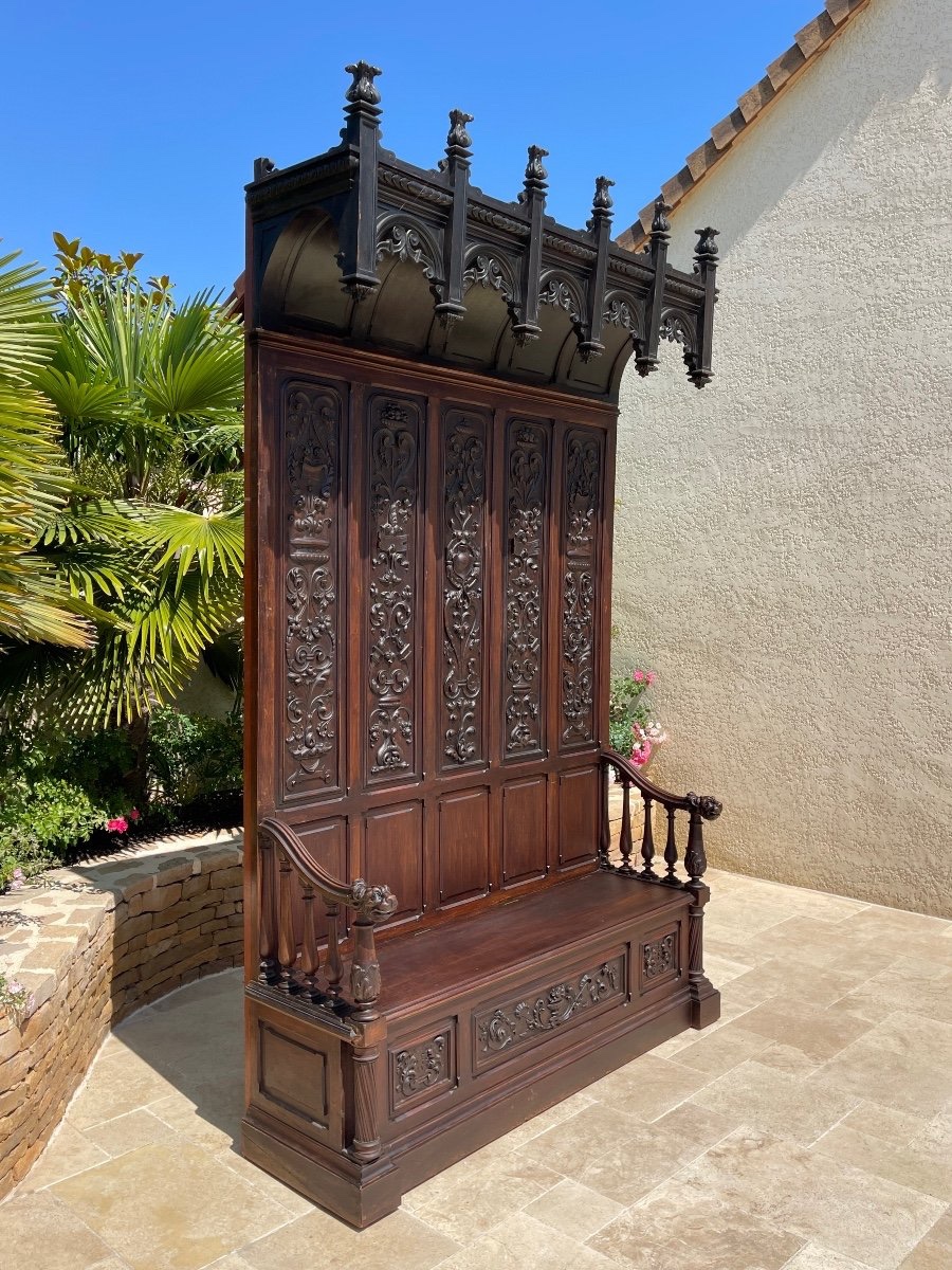 Gothic Style Cathedral Chest Bench-photo-8