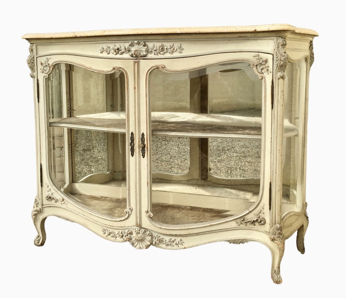 Argentier ou Vitrine Laquée Style Louis XV-photo-3