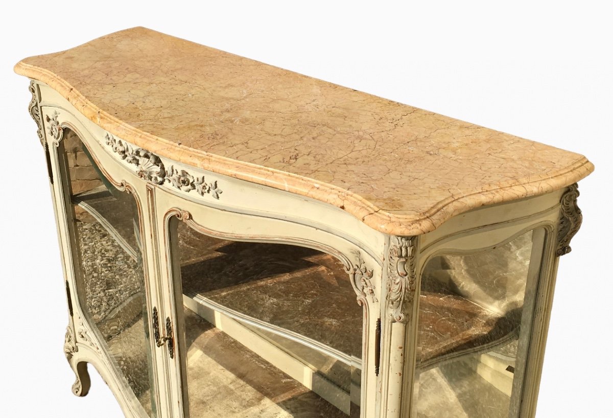 Argentier ou Vitrine Laquée Style Louis XV-photo-4