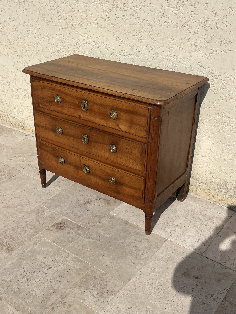 Small Louis XVI Style Walnut Chest Of Drawers.-photo-1