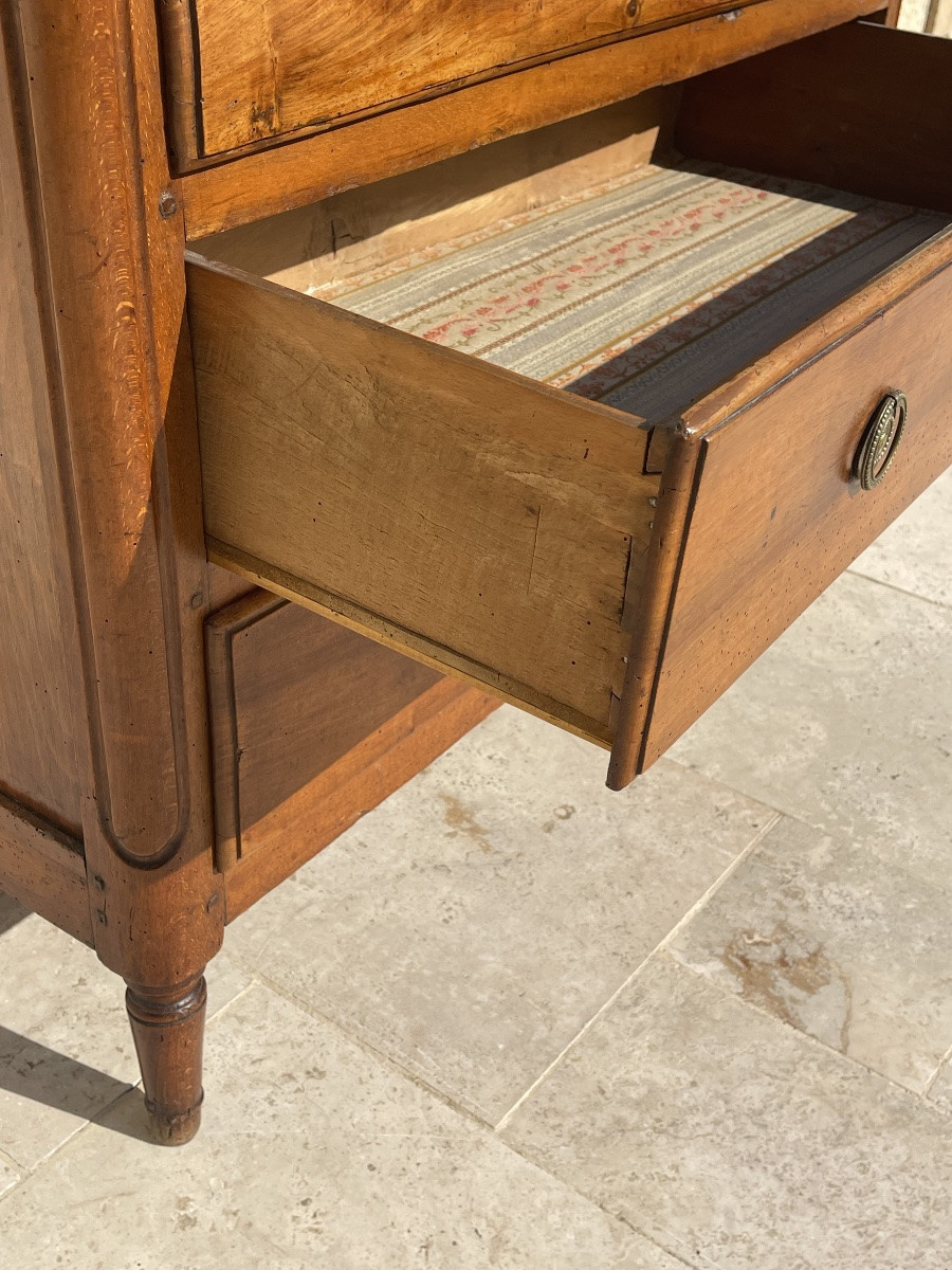 Small Louis XVI Style Walnut Chest Of Drawers.-photo-3