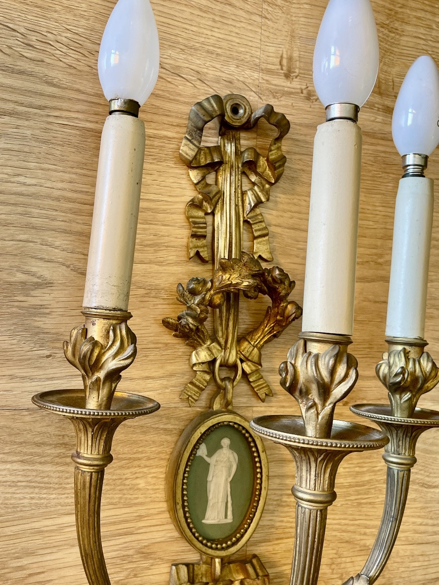 Alfred BEURDELEY - Paire d’appliques Style Louis XVI -photo-1