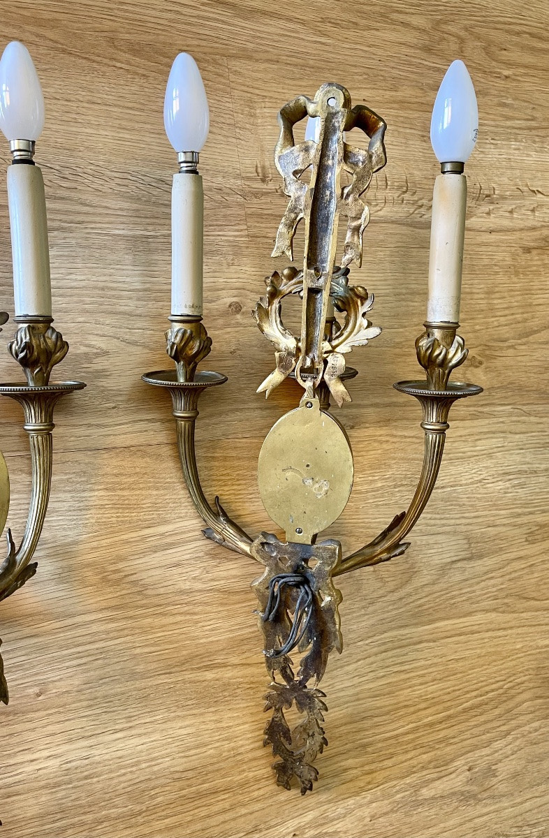 Alfred BEURDELEY - Paire d’appliques Style Louis XVI -photo-8